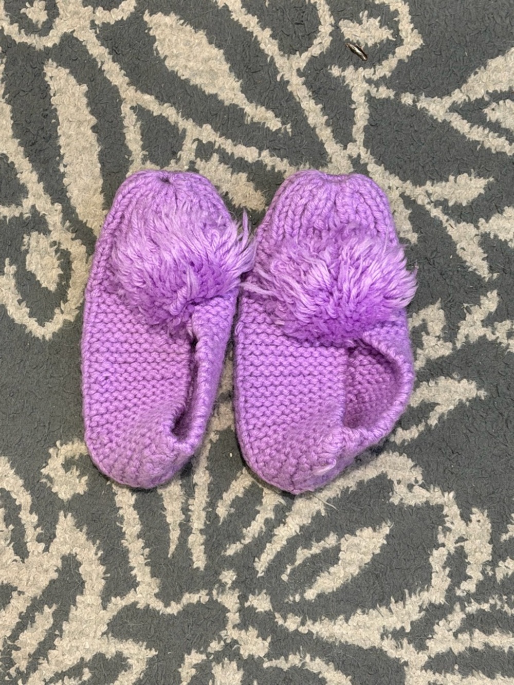 Vintage Handmade Purple Crochet Slippers